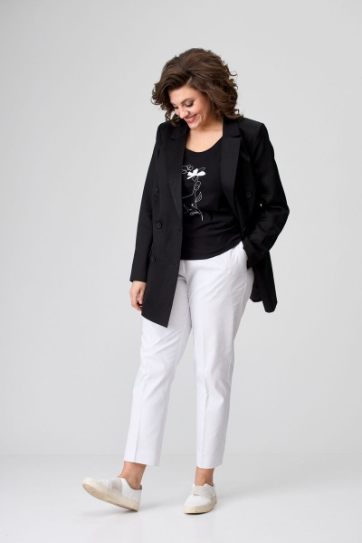 Свободный жакет из хлопка с отрезным бочком и классическим воротником БелЭльСтиль 848-1 23 22 черный - фото 2