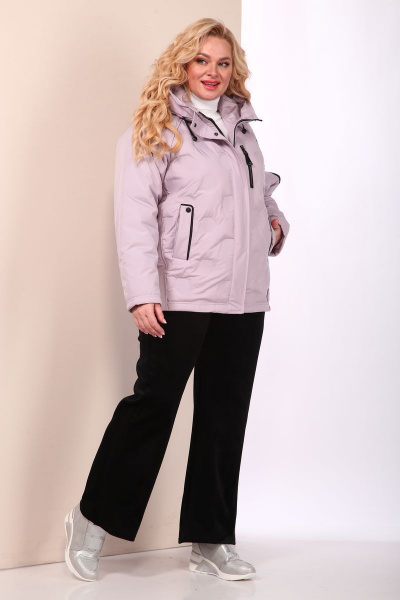 Демисезонная куртка оверсайз с капюшоном и карманами Shetti 2109 пудра - фото 6