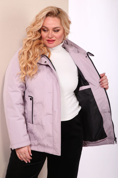 Демисезонная куртка оверсайз с капюшоном и карманами Shetti 2109 пудра - фото 7