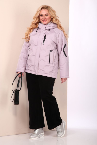 Демисезонная куртка оверсайз с капюшоном и карманами Shetti 2109 пудра - фото 1