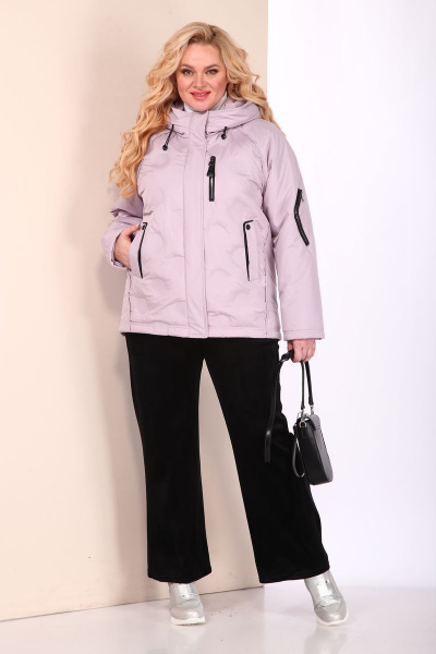 Демисезонная куртка оверсайз с капюшоном и карманами Shetti 2109 пудра - фото 5