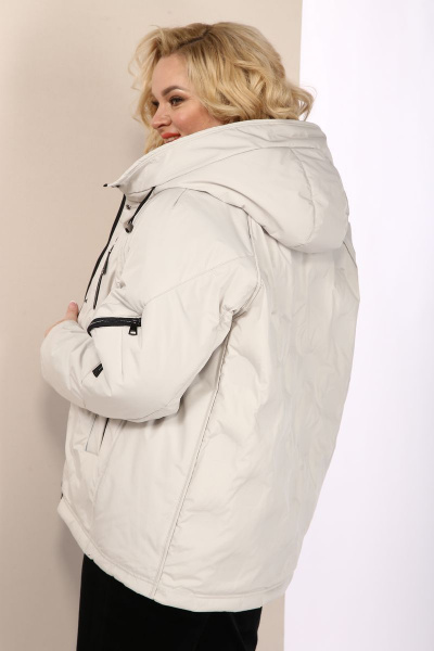 Стильная демисезонная куртка с капюшоном и кулисами Shetti 2109 беж - фото 9