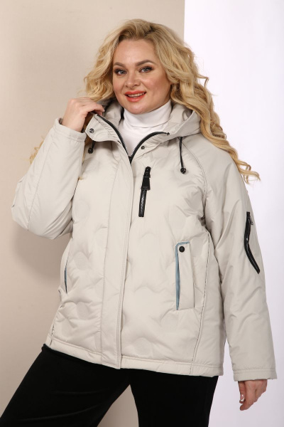 Стильная демисезонная куртка с капюшоном и кулисами Shetti 2109 беж - фото 8