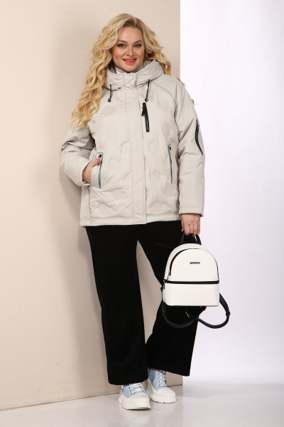 Стильная демисезонная куртка с капюшоном и кулисами Shetti 2109 беж - фото 4