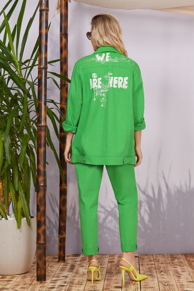 Демисезонная джинсовая куртка с дизайнерской печатью NiV NiV 2335 ярко-зеленый - фото 6