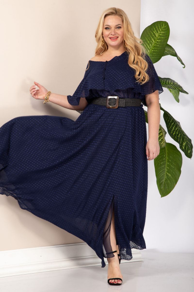 Платье Anastasia 887 т.синий(широкий_пояс) - фото 3