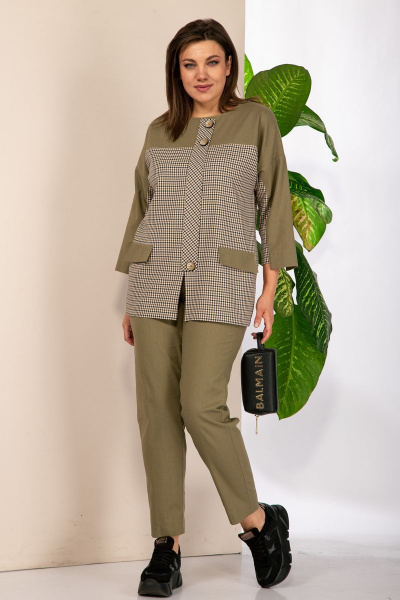 Блуза, брюки Anastasia 964 олива - фото 5