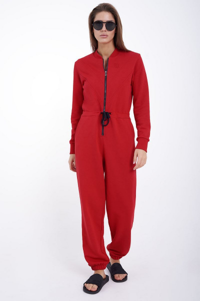 Красный комбинезон из трикотажа с зауженными штанами GO F6002/11-02.170-176 - фото 5