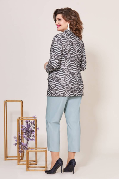 Трёхпредметный деловой комплект из джинса и эко-кожи Mira Fashion 5214 - фото 4