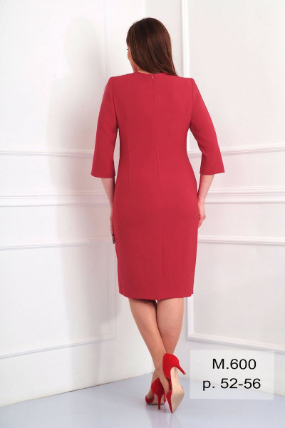 Платье деловое полуприлегающее с рельефами и карманами Fortuna ШЖ 600 красный - фото 2