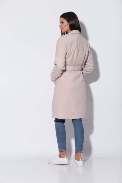 Длинный удлиненный жакет из пальтовой ткани с воротником и лацканами Fortuna ШЖ 1685 бежевый - фото 3