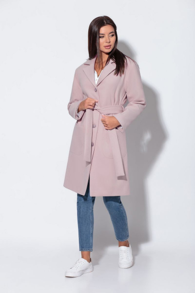 Длинный жакет из пальтовой ткани с накладными карманами Fortuna ШЖ 1685 розовый - фото 1