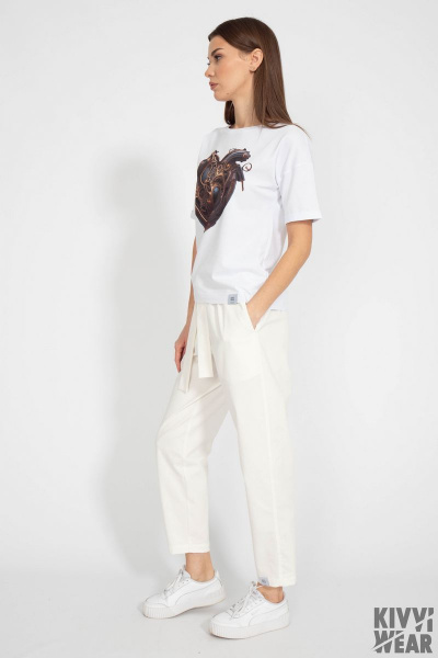 Классическая белая футболка из хлопка с принтом Kivviwear 4026.102 - фото 7