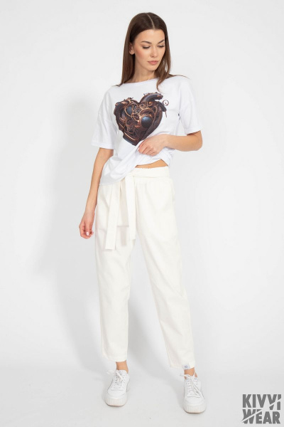 Классическая белая футболка из хлопка с принтом Kivviwear 4026.102 - фото 4