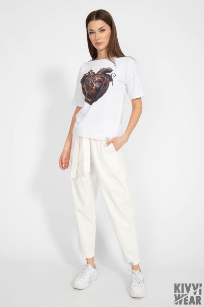 Классическая белая футболка из хлопка с принтом Kivviwear 4026.102 - фото 3