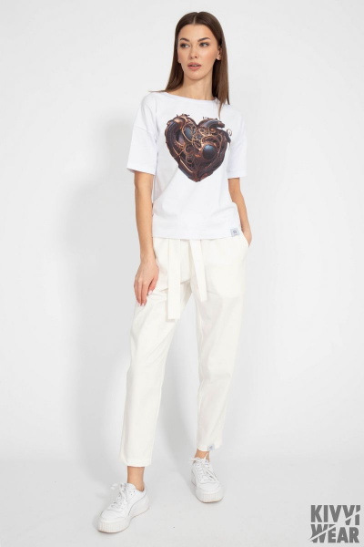 Классическая белая футболка из хлопка с принтом Kivviwear 4026.102 - фото 2