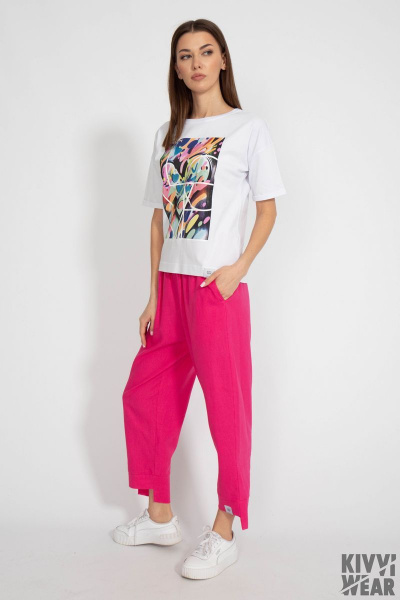 Классическая белая футболка из хлопка с цифровым принтом Kivviwear 4026.103 - фото 10