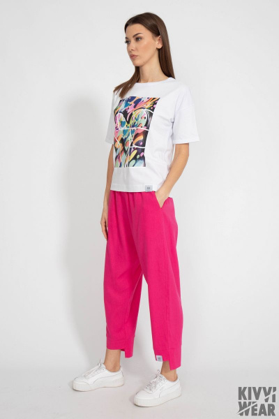 Классическая белая футболка из хлопка с цифровым принтом Kivviwear 4026.103 - фото 7