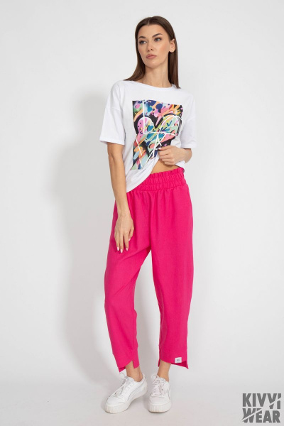 Классическая белая футболка из хлопка с цифровым принтом Kivviwear 4026.103 - фото 4