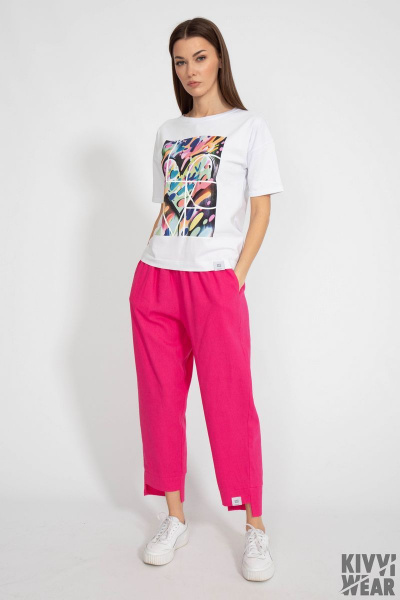 Классическая белая футболка из хлопка с цифровым принтом Kivviwear 4026.103 - фото 2