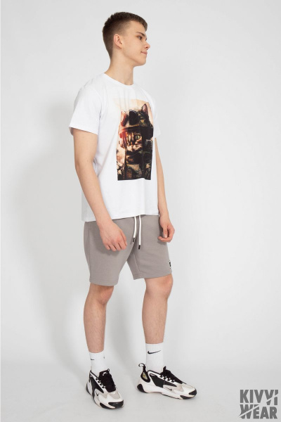 Круглогодичная белая футболка из хлопка и трикотажа Kivviwear 1010.14 - фото 8