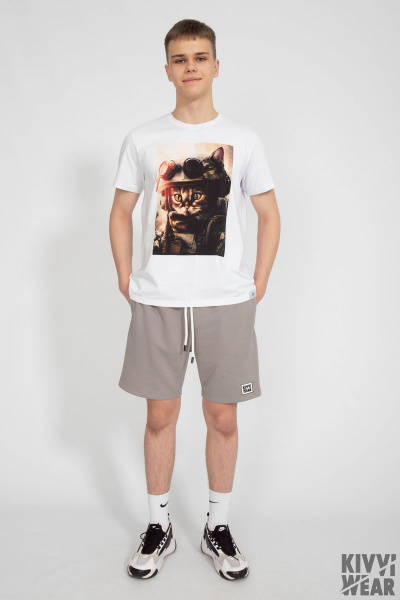 Круглогодичная белая футболка из хлопка и трикотажа Kivviwear 1010.14 - фото 2