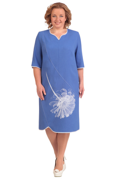 Летнее платье прямого силуэта с принтом и стразами Линия Л Б-1525 - фото 1