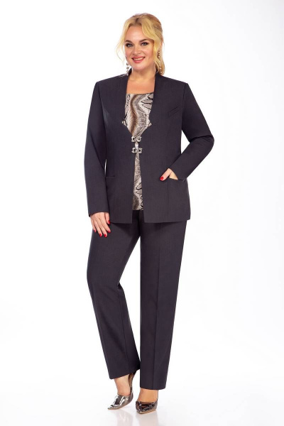 Комбинированный костюм из текстиля: жакет и брюки LaKona 1890 графит - фото 1