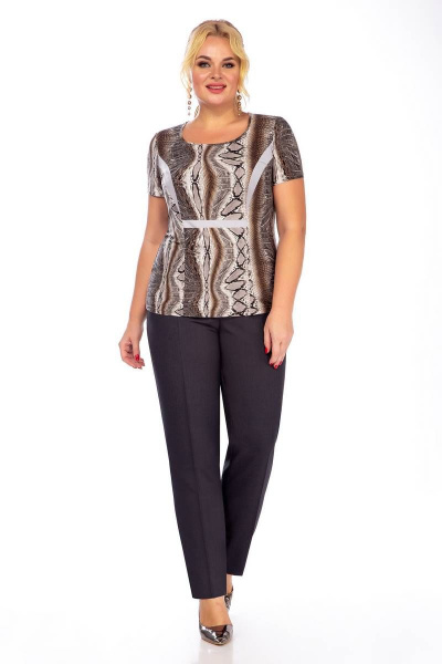 Комбинированный костюм из текстиля: жакет и брюки LaKona 1890 графит - фото 2