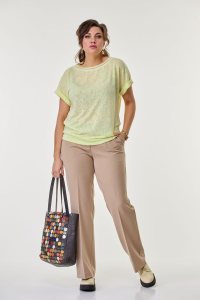Блуза, брюки T&N 7348 лайм_приглушенный+беж - фото 2