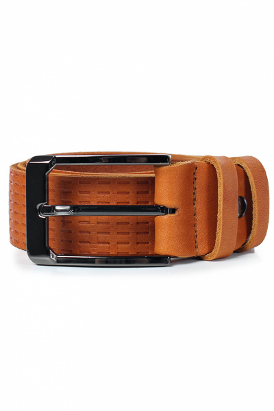 Ремень из натуральной кожи коричневый с декоративным тиснением и черным никелем Galanteya 2722.22с1225к45 2р рыжий - фото 1
