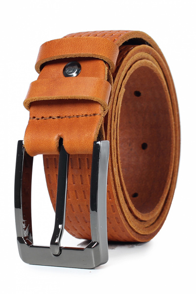 Ремень из натуральной кожи коричневый с декоративным тиснением и черным никелем Galanteya 2722.22с1225к45 2р рыжий - фото 2