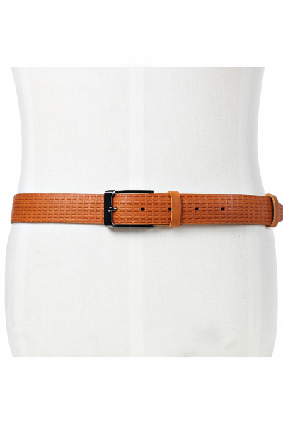 Ремень из натуральной кожи коричневый с декоративным тиснением и черным никелем Galanteya 2722.22с1225к45 2р рыжий - фото 5