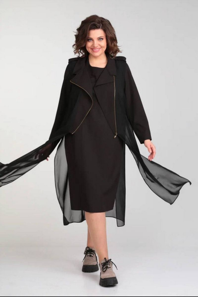 Демисезонный комплект платье и кардиган из шифона Takka Plus 23-167 - фото 2