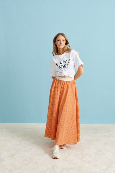 Летняя миди юбка А-силуэта из фактурного полотна ANNETE A206 - фото 9