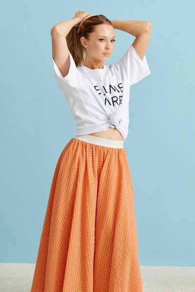 Летняя миди юбка А-силуэта из фактурного полотна ANNETE A206 - фото 8