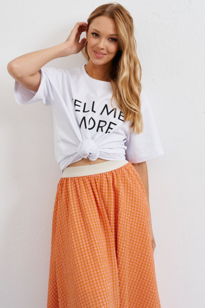 Летняя миди юбка А-силуэта из фактурного полотна ANNETE A206 - фото 2