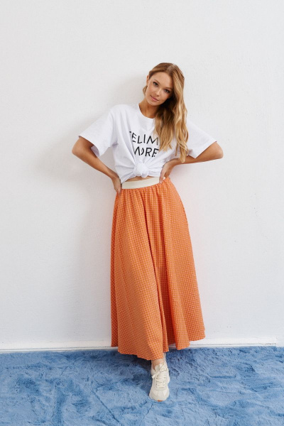 Летняя миди юбка А-силуэта из фактурного полотна ANNETE A206 - фото 6