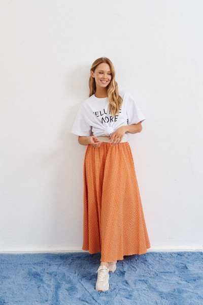 Летняя миди юбка А-силуэта из фактурного полотна ANNETE A206 - фото 5