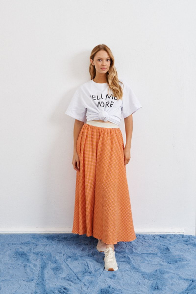 Летняя миди юбка А-силуэта из фактурного полотна ANNETE A206 - фото 1