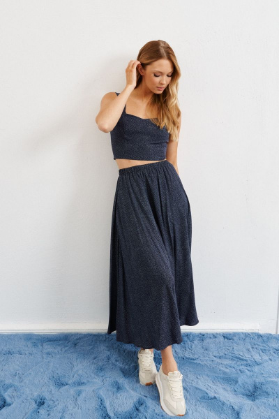 Юбка из вискозы с мелким гороховым принтом ANNETE A221 - фото 2