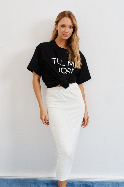 Белая трикотажная юбка с узором и комфортной посадкой ANNETE A256 - фото 3