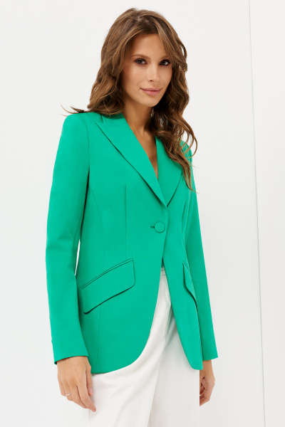 Двубортный офисный жакет из хлопка с отложным воротником Панда 115130w зеленый - фото 1