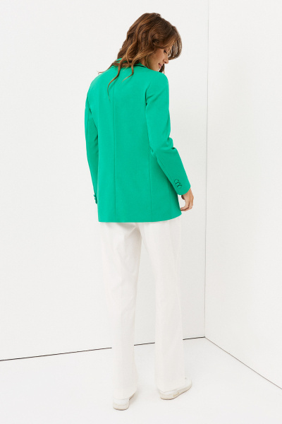 Двубортный офисный жакет из хлопка с отложным воротником Панда 115130w зеленый - фото 3