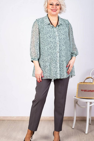 Демисезонная блузка из текстаиля, трикотажа и шифона Camelia 2227 4 - фото 2