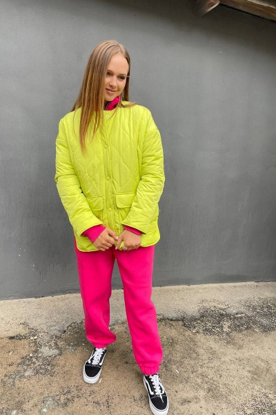 Желтая стеганая куртка на синтепоне с карманами PUR PUR 11-089/1 - фото 1