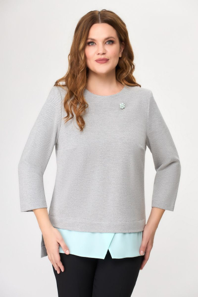 Блуза DaLi 3373а серая+мята - фото 1