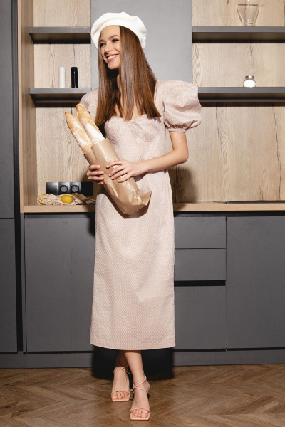 Платье приталенное миди с фигурным лифом и рукавами буфы AURA otd 3185 - фото 2