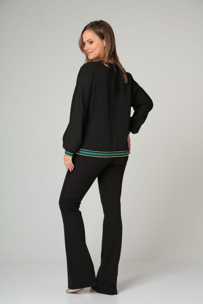 Блуза приталенная из вискозы с V-образным вырезом Modema м.540/2 черный+золото - фото 6