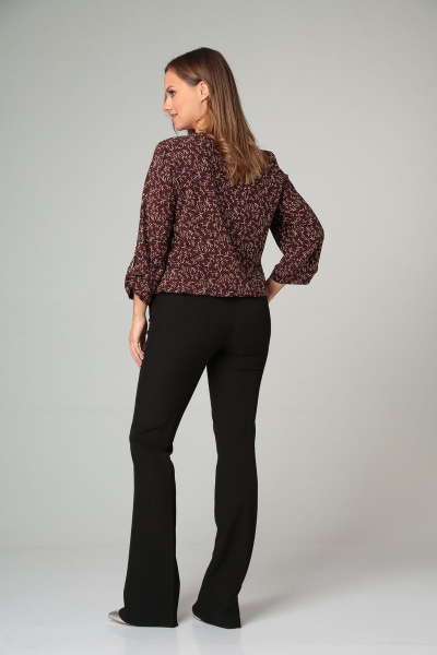 Демисезонная блузка с разрезами и отделкой из текстиля Modema м.703/1 коричневый - фото 7